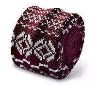 Frederick Thomas maroon with christmas jumper design knitted skinny mens tie