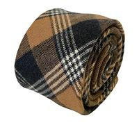 Frederick Thomas Men’s Brown and Black Prince of Wales Check Wool Tie, classic slim 6.5cm width 147cm Length Classic Tailored Necktie Ideal for Office Wear, Weddings, Formal Events or Dinner Parties