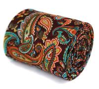 Frederick Thomas Men’s Brown Retro Paisley Pattern Cotton Tie - Premium Tailored Necktie for Office, Formal, Wedding, Business, Dinner, Slim 6.5cm Width Elegant Design