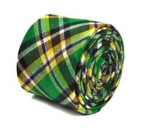 Frederick Thomas Men’s Green and Yellow Check Tweed Tie - 100% Wool Premium Tailored Necktie for Office, Weddings, Special Occasions and Formal Events - Stylish Classic, Slim 6.5cm Width