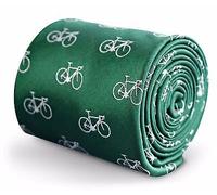 Frederick Thomas Men’s Green Tie with Bicycle Design, Classic 8cm width 147cm Length Classic Tailoring Necktie Suitable for Work, Weddings, Formal Celebrations and Dinner Parties