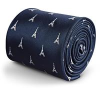 Frederick Thomas Men’s Navy Blue Tie with French Eiffel Tower Design, Classic 8cm width 147cm Length Classic Neckwear Suitable for Business Meetings, Weddings, Formal Events and Dinner Parties