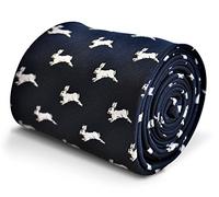 Frederick Thomas Men’s Navy Blue Tie with Leaping Rabbit Nordic Hare Pattern, Classic 8cm width 147cm Length Classic Necktie Ideal for Work, Weddings, Formal Occasions and Dinner Parties