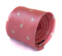 Frederick Thomas Men’s Pink & White Spotted Tie - Unique Gift for 30th, 40th, 50th Birthday, Wedding Guest, Workwear, Unusual Stylish Formal Accessory