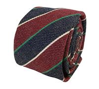 Frederick Thomas Men’s Red and Navy Blue Linen Tie with Club Stripe Pattern, classic 6.5cm width 147cm Length Classic Tailored Necktie Ideal for Office, Weddings, Formal Events or Dinner Wear