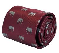 Frederick Thomas Men's Classic Burgundy Necktie, Grey Elephant Design, 8cm Width, UK Seller, luxury British design