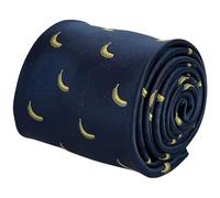 Frederick Thomas Men's Classic Navy Blue Necktie with Yellow Banana Print - 8 cm Width, Stylish Formal & Wedding Tie for Men, Accessory for Special Occasions