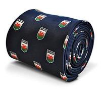 Frederick Thomas Men's Navy Blue Tie with Welsh Flag Pattern, Classic 8cm width 147cm Length Luxury Necktie Ideal for Office Wear, Weddings, Formal Events and Dinner Parties