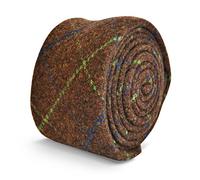Frederick Thomas mens wool tweed tie in dark brown with green & blue check