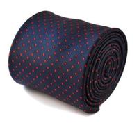 Frederick Thomas navy and red pin spot men’s business tie, 8cm classic width 147cm length classic necktie ideal for office wear, weddings, dinner parties and formal occasions