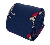 Frederick Thomas Navy Bird Robin Print 100% Cotton Men’s Tie, classic 6.5cm width 147cm Length Classic Necktie Ideal for Office, Weddings, Events or Gift