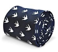 Frederick Thomas Navy Blue Luxury Tie with Swallow Tattoo Pattern, Classic 8cm Width, 147cm Length Necktie Ideal for Office Wear, Weddings, Formal Events, Dinner Parties and Special Occasions