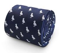 Frederick Thomas navy blue men’s tie with dodo bird novelty design classic 8cm width, men’s necktie 147cm length ideal for office, formal occasions and weddings