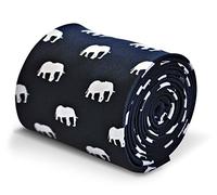 Frederick Thomas Navy Blue Men’s Tie with Elephant Pattern, 147cm Length Microfibre Necktie, Novelty Animal Design, Classic Formal Accessory for Office, Wedding, Birthday Gift