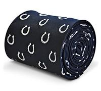 Frederick Thomas Navy Blue Men’s Tie with Horseshoe Pattern, 147cm Length Premium Microfibre Necktie for Weddings, Office, Racing Events and Stylish Gift, Classic 8cm Width