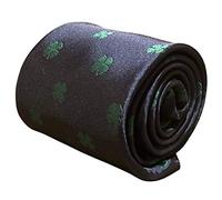 Frederick Thomas Navy Blue Men’s Tie with Lucky Four Leaf Clover Pattern, 147cm Length Classic Necktie for Office, Weddings and Formal Occasions, Classic 8cm Width