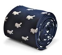 Frederick Thomas Navy Blue Men’s Tie with Whimsical Hippo Pattern, 147cm Length Microfibre Necktie for Office, Weddings and Formal Events, Classic 8cm Width