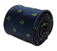 Frederick Thomas Navy Blue Men's Tie with Alligator Crocodile Swamp Embroidered Design, classic 8cm width 147cm Length Classic Novelty Necktie Ideal for Office, Wedding, Party or Birthday