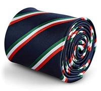 Frederick Thomas Navy Blue Mens Tie with Italian Flag Red, Green and White Stripe pattern