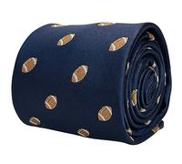 Frederick Thomas Navy Blue Men's Tie with Quirky American Football Design, classic 8cm width 147cm Length Necktie Ideal for Office Wear, Weddings, Formal Events and Dinner Parties