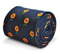 Frederick Thomas Navy Blue Mens Tie with Sunflower pattern