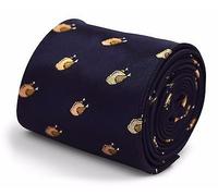 Frederick Thomas Navy Blue Mens Tie with Thanksgiving Turkey Design, Ideal for Formal Office Wear, Weddings or Dinner Parties and Special Occasions, Classic 8cm Width