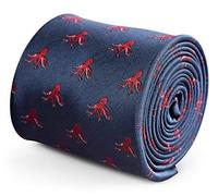 Frederick Thomas Navy Blue Microfiber Tie with Octopus Design for Men, 8cm Width and 147cm Long, Fine Tailored Necktie with Signature Floral Backing, Formal Accessory for Office, Weddings and Events