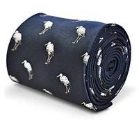 Frederick Thomas Navy Blue Microfibre Tie with Heron Pattern, Classic 8cm Width, 147cm Length Necktie Ideal for Office Wear, Weddings, Formal Events, Dinner Parties and Special Occasions