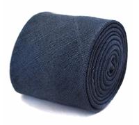 Frederick Thomas Navy Blue Textured 100% Linen Tie, Slim Skinny Classic Men’s Necktie for Weddings, Office, Formal Events