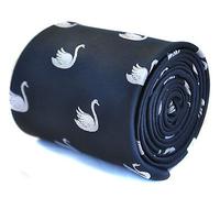 Frederick Thomas Navy Blue Tie for Men with White Swan Embroidery, 147 Length Necktie, Ideal for Office, Weddings, Formal Events, and Gift Occasions, Classic 8cm Width