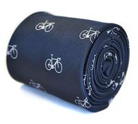 Frederick Thomas Navy Blue Tie with Bicycle Design for Men | Classic 8cm Width, Premium Necktie for Office, Wedding, Formal Events or Dinner