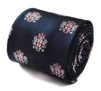 Frederick Thomas Navy Blue Tie with City of London Corporation Emblem and Signature Floral Lining, Classic 8cm Width, Men’s Necktie for Office, Weddings or Formal Events