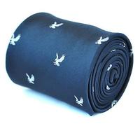 Frederick Thomas Navy Blue Tie with Eagle Design and Signature Floral Lining, Premium Tailored Necktie for Men, Formal Office Wear or Wedding Party Accessory, Classic 8cm Width