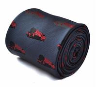 Frederick Thomas Navy Blue Tie with Embroidered Steam Engine Locomotive and Rear Floral Detail, 147cm Length Men’s Necktie, Formal Accessory, Classic 8cm Width