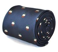 Frederick Thomas Navy Blue Tie with Festive Christmas Pudding Design, Classic 8cm Width, Luxury Fabric, Stylish Necktie for Parties, Office Events and Seasonal Gifting
