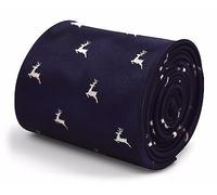 Frederick Thomas Navy Blue Tie with Leaping Reindeer Design, 147cm Long Microfibre Men’s Necktie for Winter, Christmas, Hunting Season, Formal or Casual Wear