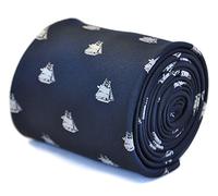 Frederick Thomas Navy Blue Tie with Olde English HMS Ship Design, Classic 8cm Width, Men’s Nautical Necktie for Office, Weddings, Maritime Events and Formal Occasions