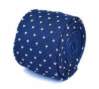 Frederick Thomas Navy Blue Tie with Pink Pin Spot Knitted Tie, Slim Knit Design 5cm Width with 147cm Length Perfect for Office Wear, Formal Events, Business Meetings and Dinner Parties