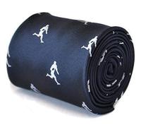 Frederick Thomas Navy Blue Tie with Rugby Player and Ball Design - Classic 8cm Width, 147cm Length Classic Stitching Necktie Ideal for Office Wear, Weddings, Dinner Events and Daily Outfits