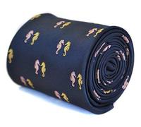 Frederick Thomas Navy Blue Tie with Seahorse Design - Classic 8cm Width, 147cm Luxury Fabric Necktie Ideal for Office Wear, Weddings, Formal Events, Dinner Parties and Casual Occasions