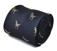 Frederick Thomas Navy Blue Tie with T-Rex Dinosaur Design for Men, Classic 8cm Width, 147cm Length Microfibre Fabric Formal Neckwear for Weddings, Office and Parties