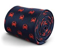 Frederick Thomas Navy Dark Blue Men’s Tie with Crab Design, Premium Microfibre Necktie, Ideal for Office, Weddings and Formal Events, Stylish Gift for Men, Classic 8cm Width