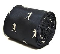 Frederick Thomas Navy Dark Blue Tie with Boxing Silhouette Design, Stylish and Unique Necktie for Men’s Formal Outfit, Office, Wedding, Party or Business, Classic 8cm Width
