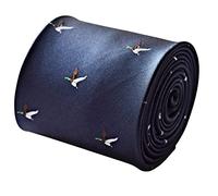 Frederick Thomas Navy Dark Blue Tie with Flying Hunting Duck Design and Signature Floral Rear, Microfibre Standard Neckwear for Formal Events, Office and Weddings, Classic 8cm Width