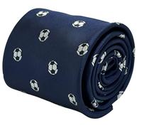 Frederick Thomas Navy Dark Blue Tie with Football Soccer Ball Design, 147cm Length Designer Necktie Ideal for Office, Weddings or Formal Events