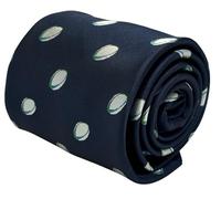 Frederick Thomas Navy Dark Blue Tie with Rugby Ball Design, 8cm width, 147cm Length Luxury Designer Necktie Ideal for Office, Weddings, Formal Events or Dinner Wear