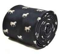 Frederick Thomas Navy Dark Blue Tie with Thoroughbred Horse Silhouette Design, Classic 8cm Width, Stylish Men’s Necktie for Races, Weddings, Office or Events