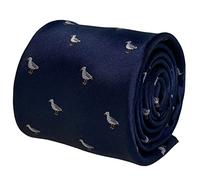 Frederick Thomas Navy Men’s Handmade Tie with Seagull Bird Quirky Design, Classic Length 147cm Fine Tailoring Necktie Ideal for Office, Formal Events, Weddings and Dinner Parties