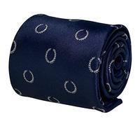 Frederick Thomas Navy Men’s Tie with Greek Laurel Wreath National Symbol Design, classic Length Necktie Ideal for Office Wear, Weddings, Formal Events, Special Occasions and Dinner Parties