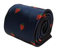 Frederick Thomas Navy Men’s Tie with Strawberry Embroidery, Classic 8cm Blade Width and 147cm Length - Novelty Necktie for Office, Weddings, Dinner, Gift for 30th 40th 50th Birthday